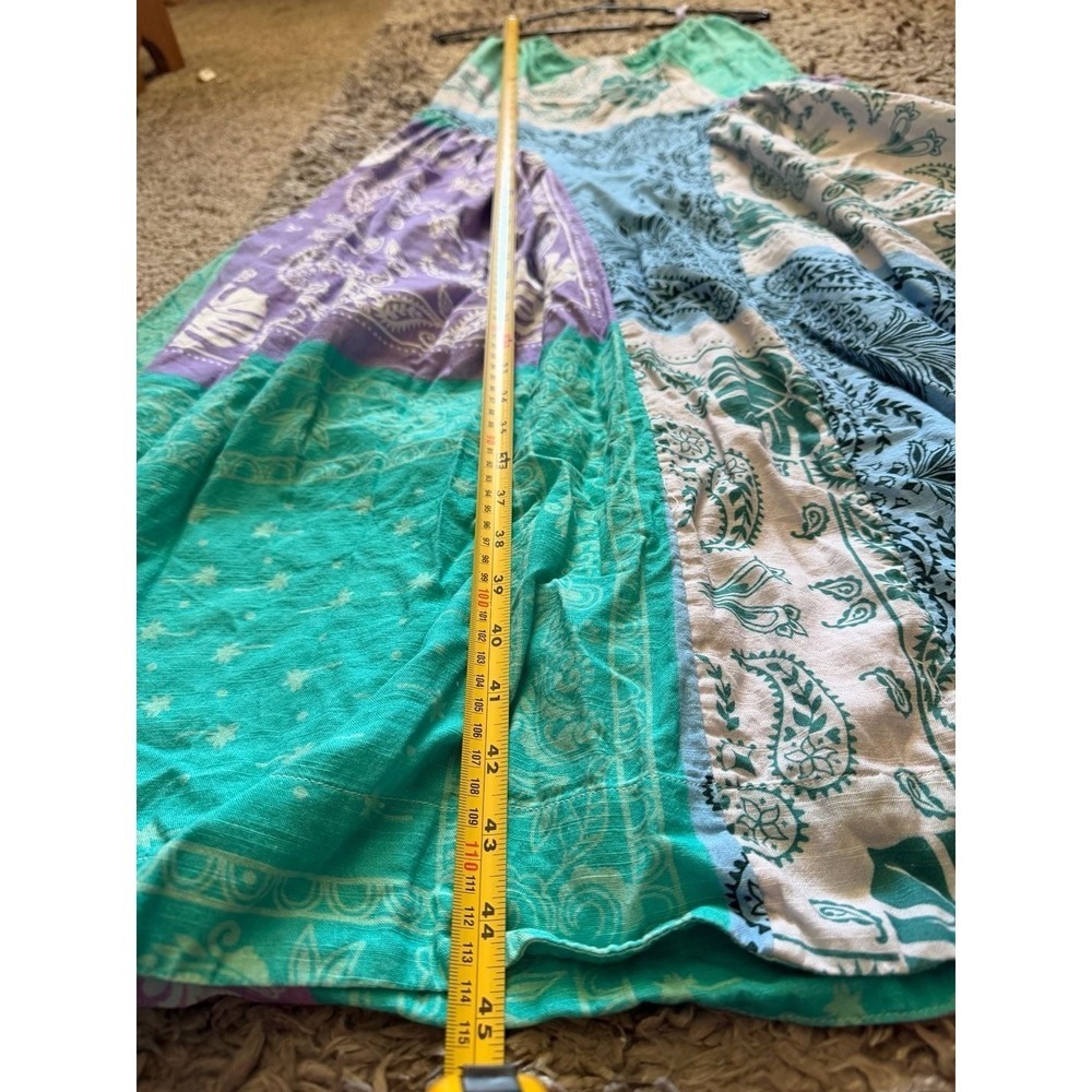Free People Patchwork Bandana Print Midi Dress Blue Purple - Picture 5 of 11